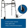 McKesson Junior Folding Walkers with Wheels, Aluminum, 25 in to 32 1/4 in, 350 lbs Weight Capacity, 4 Count