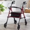 McKesson Lightweight Rollator – Walker with Wheels, Seat, Storage – Adjustable Height, 1 Count