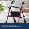 McKesson Lightweight Rollator – Walker with Wheels, Seat, Storage – Adjustable Height, 1 Count