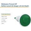 McKesson Prevent HP Sterile Push Button Safety Lancets, 21G x 1.8 mm Depth [2000 Count] – Auto Retracting Blood Glucose Testing Lancets, Single Use, Green((100 ct))