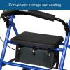 McKesson Rollator Walker with Seat and Wheels – Adjustment Knob, Folding Storage, Steel, 300 lbs Weight Capacity – Blue, 1 Count(Blue)