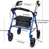 McKesson Rollator Walker with Seat and Wheels – Adjustment Knob, Folding Storage, Steel, 300 lbs Weight Capacity – Blue, 1 Count(Blue)