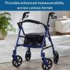 McKesson Rollator Walker with Seat and Wheels – Adjustment Knob, Folding Storage, Steel, 300 lbs Weight Capacity – Blue, 1 Count(Blue)