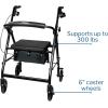 McKesson Rollator Walker with Seat and Wheels, Lightweight, Aluminum, 300 lbs Weight Capacity, Green, 1 Count(Black)