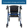 McKesson Rollator Walker with Seat and Wheels, Lightweight, Aluminum, 300 lbs Weight Capacity, Green, 1 Count(Blue)