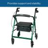 McKesson Rollator Walker with Seat and Wheels, Lightweight, Aluminum, 300 lbs Weight Capacity, Green, 1 Count(Green)