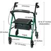 McKesson Rollator Walker with Seat and Wheels, Lightweight, Aluminum, 300 lbs Weight Capacity, Green, 1 Count(Green)