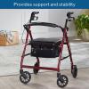 McKesson Rollator Walker with Seat and Wheels, Lightweight, Aluminum, 300 lbs Weight Capacity, Green, 1 Count(Red)