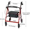 McKesson Rollator Walker with Seat and Wheels, Lightweight, Aluminum, 300 lbs Weight Capacity, Green, 1 Count(Red)
