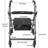 McKesson Rollator Walker with Seat and Wheels, Lightweight, Aluminum, 300 lbs Weight Capacity, Green, 1 Count(Silver)