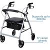 McKesson Rollator Walker with Seat and Wheels, Lightweight, Aluminum, 300 lbs Weight Capacity, Green, 1 Count(Silver)