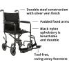 McKesson Transport Wheelchair, Lightweight, Steel, Silver Vein Finish, 250 lbs Weight Capacity, 1 Count