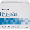 McKesson Zip Closure Bags, 2 mil Thickness – Polyethylene, Reclosable – Clear, 2 in x 3 in, 100 Count, 10 Packs, 1000 Total