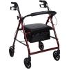 McKesson Rollator Walker with Seat and Wheels, Lightweight, Aluminum, 300 lbs Weight Capacity, Green, 1 Count(Red)