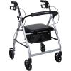 McKesson Rollator Walker with Seat and Wheels, Lightweight, Aluminum, 300 lbs Weight Capacity, Green, 1 Count(Silver)