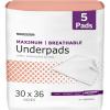 McKesson Underpads Disposable Bed Pads 30″ x 36″ [5 Count], Maximum Absorbency, Maximum Breathable Incontinence Chux for Adults, Elderly, and Baby, Pee Pads
