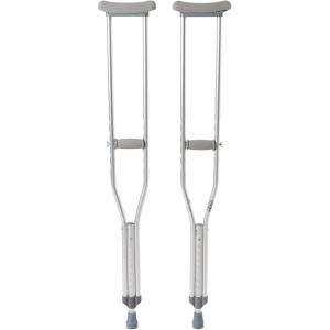 McKesson Aluminum Frame Push Button Underarm Crutches for Adults, 350 lb Limit, 1 Pair
