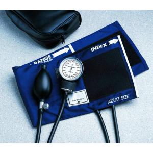McKesson Basic Pocket Aneroid Sphygmomanometer – Blood Pressure Gauge and Cuff, 2 Tubes, for Small Adults, Navy Blue – Large Cuff, 12 cm to 17 cm, 21.6 in Long Tubes, 1 Count(Small Adult Cuff)