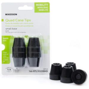 McKesson Black Rubber Quad Cane Tips, 0.5 inch Diameter, 4 Count, 10 Packs, 40 Total((40 ct))