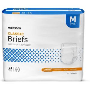 McKesson Classic Briefs, [96 Count], Medium, 32-44 in. Incontinence Adult Diapers, Light Absorbency, Unisex, Disposable, Elastic Leg Gathers and Contoured Fit for Men and Women(Medium)