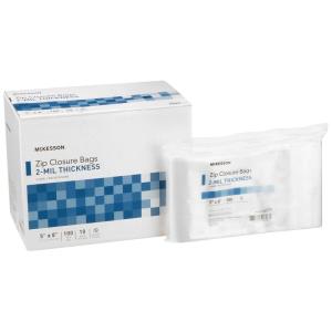 McKesson Clear Poly Zip Bags – 5″ x 8″ (4,000 Count) Reclosable Plastic Bags, 2 Mil Thickness, Bulk Grip Lock Resealable Zipper, Made of Polyethylene
