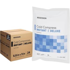 McKesson Cold Compress Instant Ice Pack [24 Pack] Disposable, Ice Packs for Injuries and Pain Relief, 5.5 in x 6.75 in(6.8 Inch x 9 Inch)
