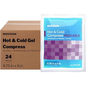 McKesson Cold and Hot Compress Reusable [24 Pack] Gel Ice Hot Packs for Injuries, 4.75 in x 6 in(Small (4.75″ x 6″))