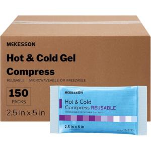 McKesson Cold and Hot Compress Reusable [24 Pack] Gel Ice Hot Packs for Injuries, 4.75 in x 6 in(X-Small (2.5″ x 5″))