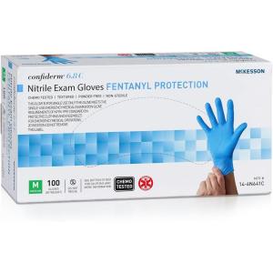 McKesson Confiderm 6.8C Nitrile Exam Gloves, Medium, 100 Per Box, Chemo Tested, Powder-Free, Fully Textured, Standard Cuff, Ambidextrous, Durable Medical Gloves for High-Tactile Sensitivity