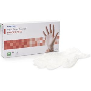 McKesson Confiderm Vinyl Exam Gloves – Powder-Free, Latex-Free, Ambidextrous, Smooth, Non-Sterile – Clear, Size Medium, 50 Count, 20 Boxes, 1000 Total