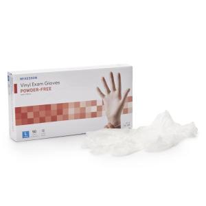 McKesson Confiderm Vinyl Exam Gloves – Powder-Free, Latex-Free, Ambidextrous, Smooth, Non-Sterile for Medical Use, Cleaning, Salons – Clear, Size Large, 50 Count, 1 Box