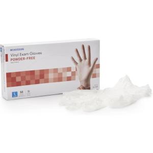 McKesson Confiderm Vinyl Exam Gloves – Powder-Free, Latex-Free, Ambidextrous, Smooth, Non-Sterile for Medical Use, Cleaning, Salons – Clear, Size Large, 50 Count, 20 Boxes, 1000 Total