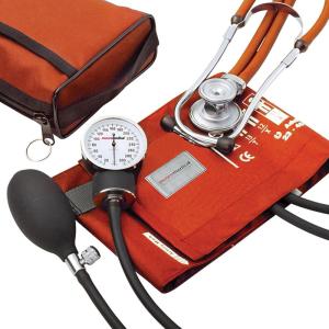 McKesson EMS Aneroid Sphygmomanometer and Stethoscope Combo Kit – Manual Blood Pressure Gauge/Cuff with Universal Cuff, Orange – Size 11, 23-40 cm., 22 in. Tube, 1 Count