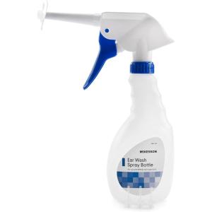 McKesson Ear Wash Spray Bottle for Ear Wax Removal, Rigid Tube, with Disposable Tips – Blue and White, 16 fl oz, 1 Count, 1 Pack