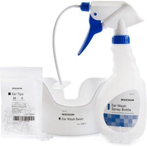 McKesson Ear Wash System Kit – Includes Spray Bottle, Flexible Tube, Ear Wash Basin, and Ear Tips – Blue and White, 16 oz Bottle, 1 Count, 10 Packs, 10 Total