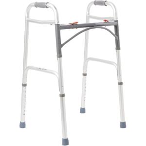 McKesson Folding Walker with Rubber Tips – Adjustable Height, Lightweight Mobility Aid, 350 lb Weight Limit, 1 Count(Adult (1 Count))