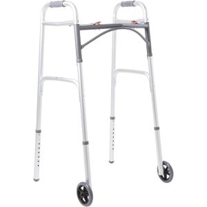McKesson Folding Walkers with Wheels, Aluminum, 32 in to 39 in, 350 lbs Weight Capacity, 1 Count