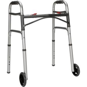 McKesson Junior Folding Walkers with Wheels, Aluminum, 25 in to 32 1/4 in, 350 lbs Weight Capacity, 4 Count
