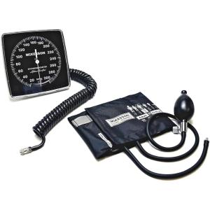 McKesson LUMEON Clock Aneroid Sphygmomanometer, Blood Pressure with Cuff, Wall Mounted, Black, Adult Medium, 1 Count