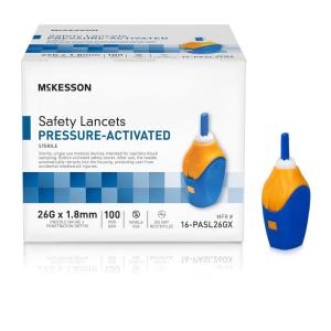 McKesson Lancets for Diabetes Testing [100 Count] Lancing Device for Blood and Glucose Test, 26G x 1.8 mm, Pressure-Activated, Sterile, Single Use(26 Gauge (100 ct))