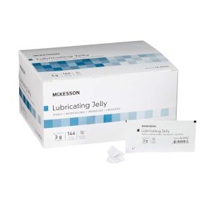 McKesson Lubricating Jelly, 3 g [144 Count] Water Based Non-Sticky Lube, Water Soluble Lubricant Gel – for Surgical, Medical, Personal – Sterile Individual Packets