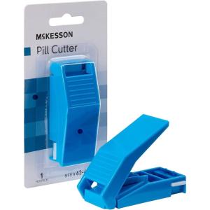 McKesson Pill Cutter for Small and Large Pills, Plastic, Stainless Steel Blade, Blue, 1 Count