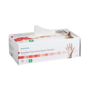 McKesson Powder-Free, Vinyl Exam Gloves, Non-Sterile, Medium, 150 Count, 1 Box