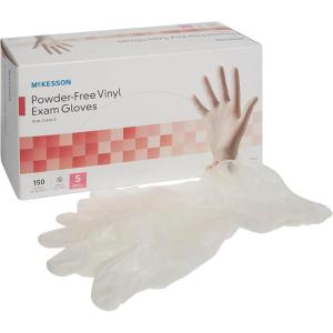 McKesson Powder-Free, Vinyl Exam Gloves, Non-Sterile, Small, 150 Count, 10 Boxes, 1500 Total
