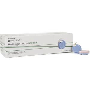 McKesson Prevent Pediatric Heel Incision Lancet for Newborns – Retractable, Push Button Activated Device – Sterile, Single Use, 2.5 Gauge, 1.0 mm Depth, 50 Count, 1 Pack