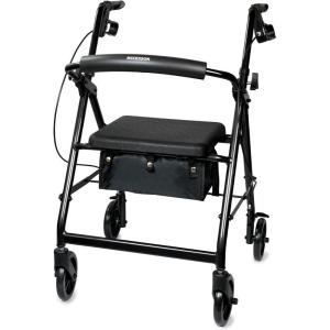 McKesson Rollator Walker with Seat and Wheels, Lightweight, Aluminum, 300 lbs Weight Capacity, Green, 1 Count(Black)