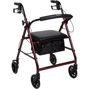 McKesson Rollator Walker with Seat and Wheels, Lightweight, Aluminum, 300 lbs Weight Capacity, Green, 1 Count(Red)