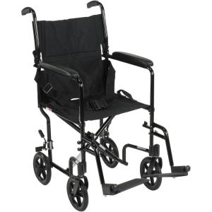 McKesson Transport Chair – Lightweight, Foldable Mobility Aid for Adults – Black, 300 lbs Weight Capacity, 1 Count