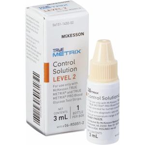 McKesson True METRIX Blood Glucose Testing Control Solution, Level 2, 3 mL Vial, 1 Count