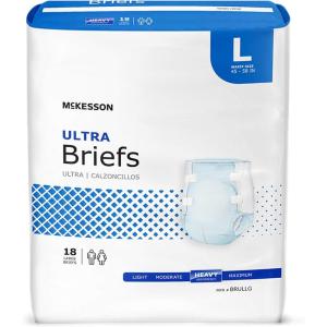 McKesson Ultra Briefs, [60 Count], XL, 58-64 in. Incontinence Adult Diapers with Tabs, Heavy Absorbency, Unisex, Disposable, Elastic Leg Gathers and Contoured Fit for Men and Women(Large)